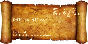 Rába Áron névjegykártya